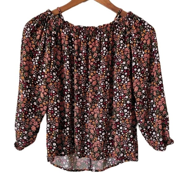 Forever 21 Ditzy Floral Boho 3/4 Sleeve Peasant Top-Med - Picture 5 of 10